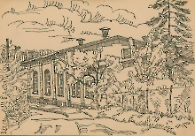 Pejzaż miejski, 1966, papier, ołówek