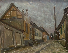 Ulica, 1955, olej, pilśń
