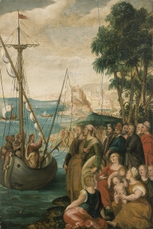 Artysta nieznany, Kazanie z łodzi, ok. 1577, olej, deska, 57 x 38 cm, fot. G. Solecki, A. Piętak