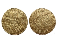 Niderlandy Płn. naśladownictwo rosenobla ang. Edwarda IV, 1585-87, złoto, Ø 38,6 mm, fot. M. Pawłowski
