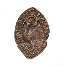 Pieczęć kościelna, XIV w., brąz, 39,4 mm x 25,9 mm, fot. M. Pawłowski
