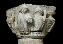 Czarci kapitel z Kołbacza, fragment z przedstawieniem mszy świętej, warsztat gotlandzki, 1330–1340, wapień gotlandzki, 37 x 56 x 53 cm, fot. G. Solecki
